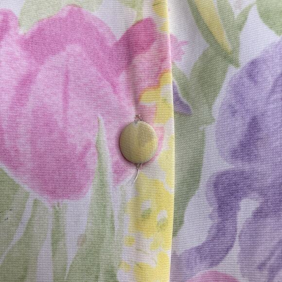 Vintage Kayser Women's Pastels Floral Button Front Robe Est. Size L Fairy Femme - Picture 7 of 10